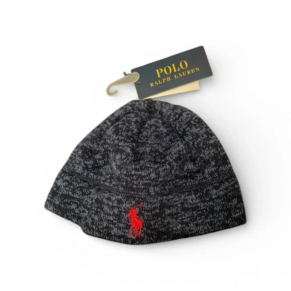 Youth Polo by Ralph Lauren Charcoal Knit Beanie and Scarf Set - Picture 2 of 4